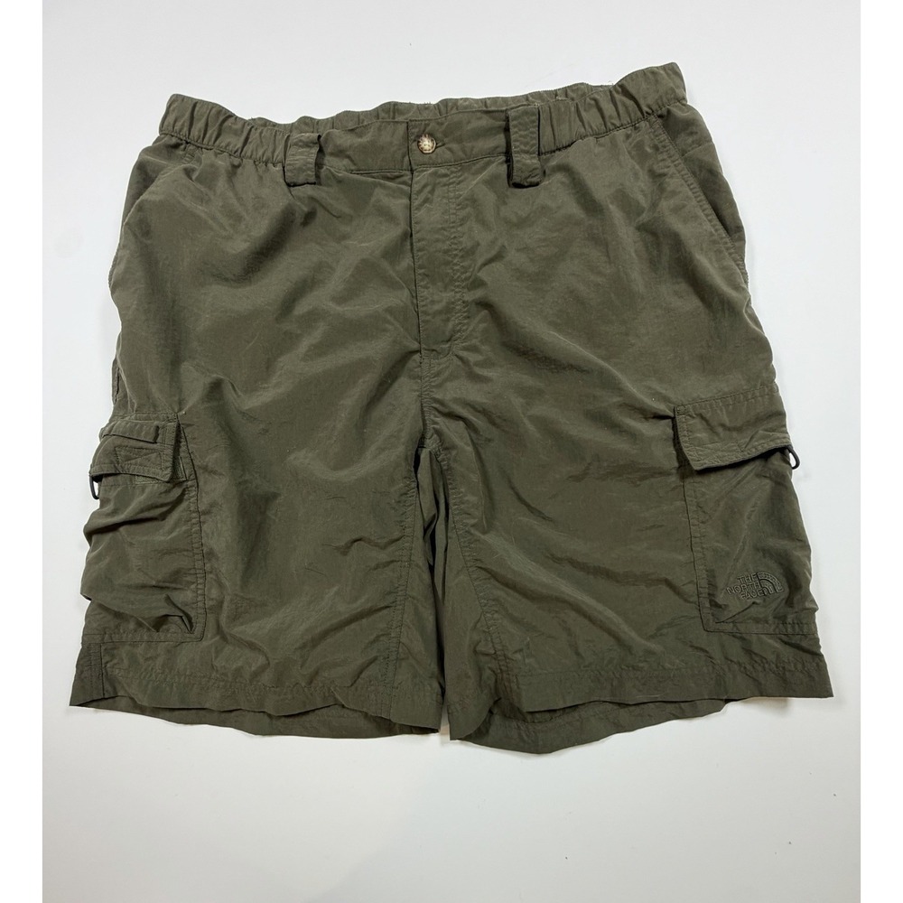 The North Face Shorts Mens XL Green Pocket Cargo Lightweight Nylon Hiking